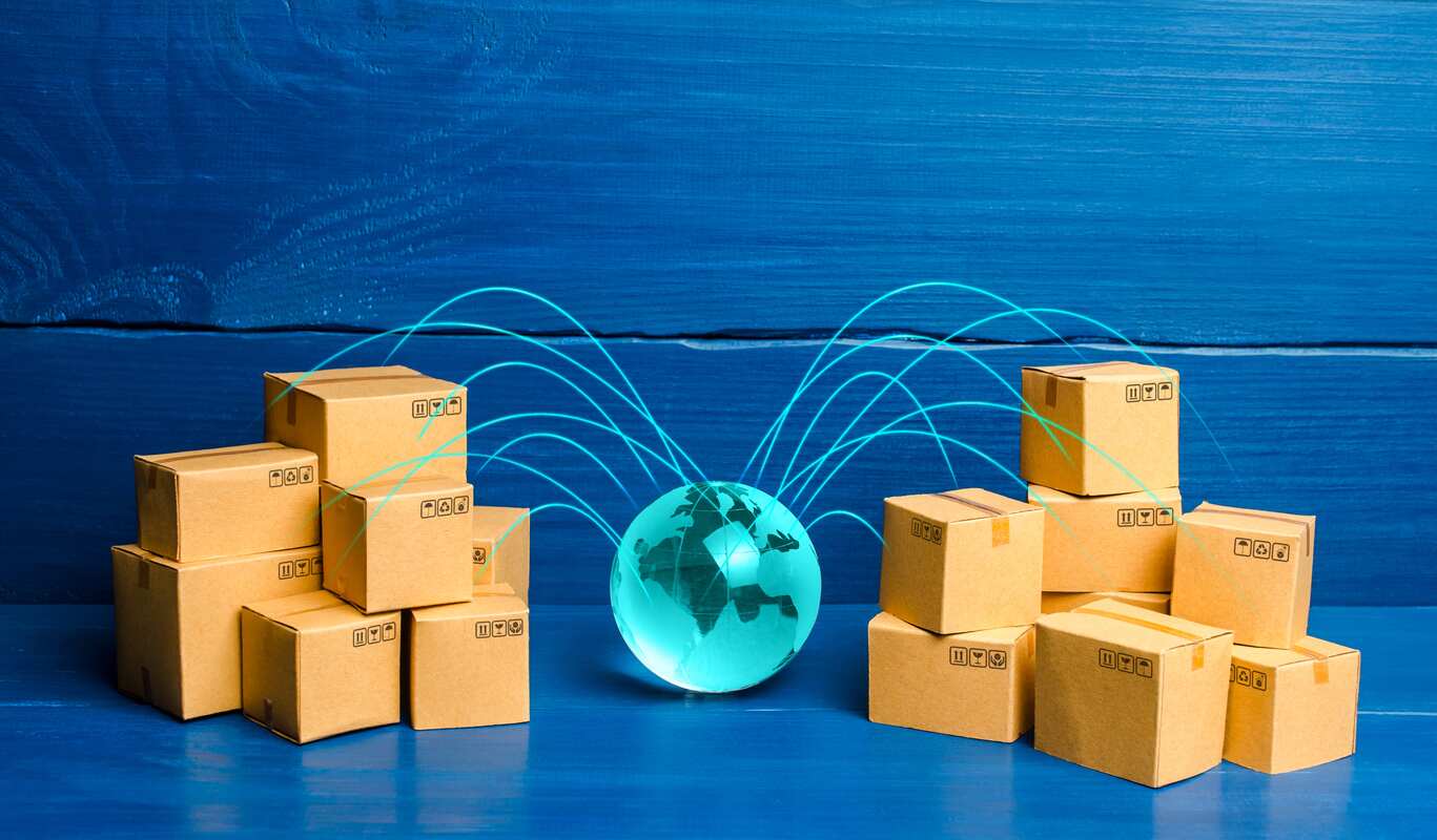 shipping boxes and the Earth